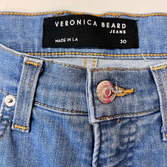 🌸 VERONICA BEARD Carly Kick Flare High Rise Light Blue Jeans Size Small - Picture 7 of 8